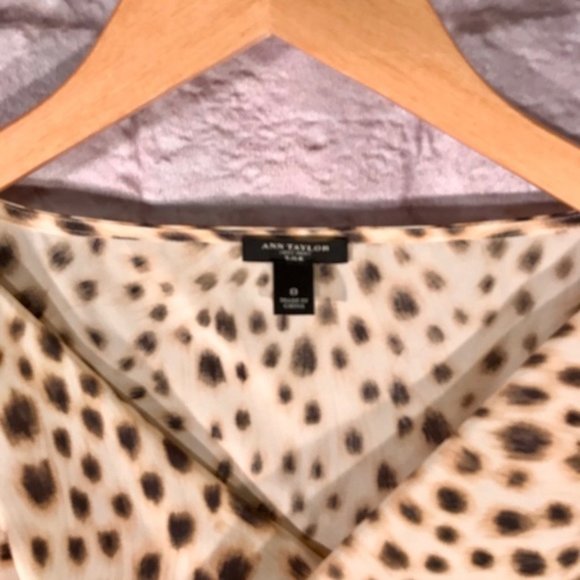 Ann Taylor silk leopard spot drape neck blouse 5 for $25 - Picture 3 of 5